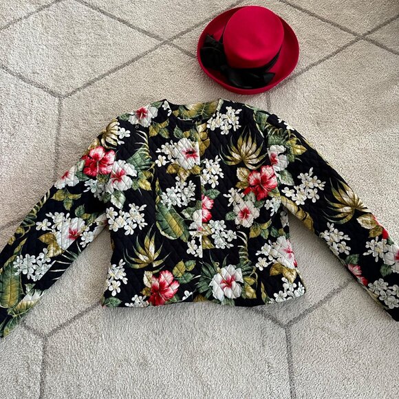 Handmade Quilted Floral Jacket Vera Bradley Style Print With Vibrant Colors & Bu - Picture 7 of 7